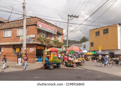 Bogota, Colombia - 03 Nov 2010: Street Stalls Selling Fruit And Food In Suba Rincon, Bogota