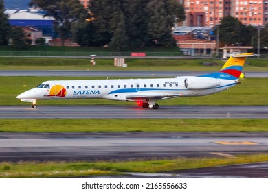 Bogota, Colombia - April 20, 2022: SATENA Embraer ERJ 145 Airplane At Bogota Airport (BOG) In Colombia.