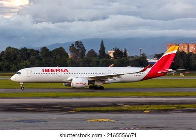 Bogota, Colombia - April 20, 2022: Iberia Airbus A350-900 Airplane At Bogota Airport (BOG) In Colombia.