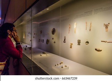 Bogota , Colombia  - February 23, 2017 : Museo Del Oro Gold Museum In Bogota Capital City Of Colombia South America