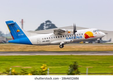 Bogota, Colombia - January 30, 2019: Satena ATR 42-500 Airplane At Bogota Airport (BOG) In Colombia.