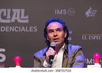 Bogota, Colombia; November 22, 2021: Portrait Of Federico 'Fico' Gutierrez, Colombian Presidential Candidate And Ex Mayor Of Medellon During A Debate.