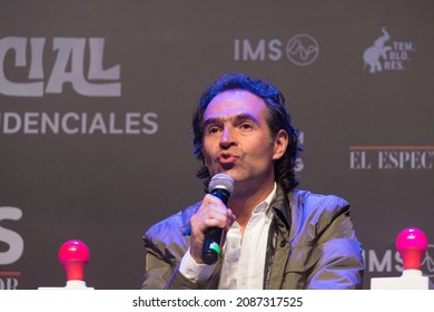 Bogota, Colombia; November 22, 2021: Portrait Of Federico 'Fico' Gutierrez, Colombian Presidential Candidate And Ex Mayor Of Medellon During A Debate.