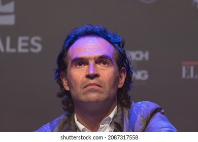 Bogota, Colombia; November 22, 2021: Portrait Of Federico 'Fico' Gutierrez, Colombian Presidential Candidate And Ex Mayor Of Medellon During A Debate.