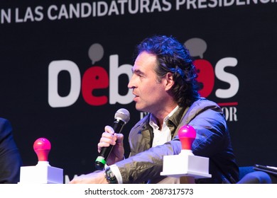 Bogota, Colombia; November 22, 2021: Portrait Of Federico 'Fico' Gutierrez, Colombian Presidential Candidate And Ex Mayor Of Medellon During A Debate.