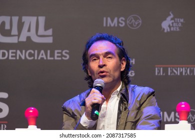 Bogota, Colombia; November 22, 2021: Portrait Of Federico 'Fico' Gutierrez, Colombian Presidential Candidate And Ex Mayor Of Medellon During A Debate.