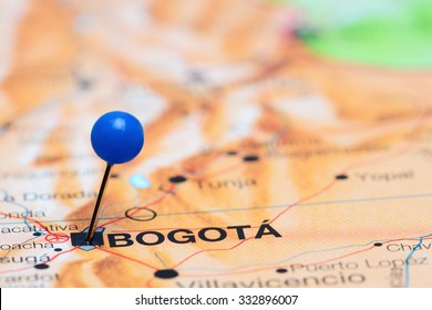 Bogota Pinned On A Map Of America
