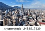 Bogota Skyline At Bogota In Cundinamarca Colombia. Downtown Cityscape. Financial District Background. Bogota At Cundinamarca Colombia. High Rise Buildings. Business Traffic.