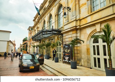 BOGOTA,COLUMBIA/MARCH 15,2018: The Teatro Colon In The Old City. Colonial Style.