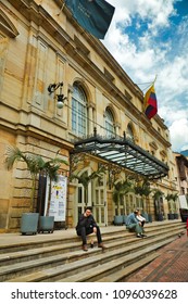 BOGOTA,COLUMBIA/MARCH 15,2018: The Teatro Colon In The Old City. Colonial Style.