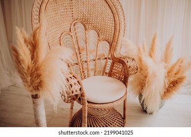 Boho Style Set Up In A Photo Studio For A Photo Session