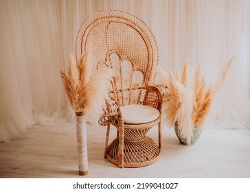 Boho Style Set Up In A Photo Studio For A Photo Session