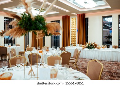 Boho Style Wedding Decoration In Light Colors, Decorated With Pampas Grass