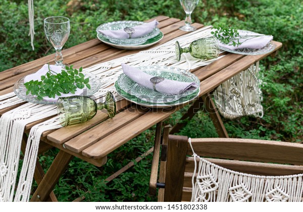 Boho Style Wedding Reception Dinning Table Stock Photo Edit Now