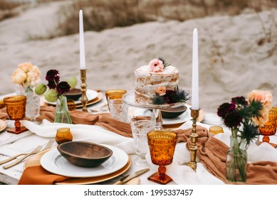 Boho Table Setting On The Beach