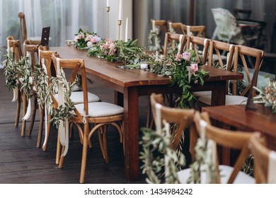 Boho wedding table for a newlywed banquet. - Powered by Shutterstock