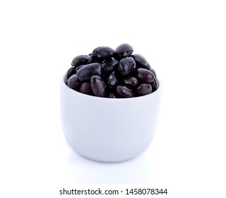 Boiled Black Beans In Bowl Isolated On White Background