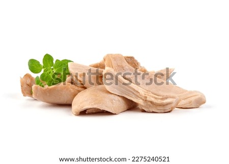 Boiled chicken fillet, isolated on white background