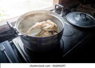 Boiled Chicken In Stainless Pot