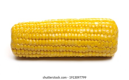 Boiled corncob, corn maize isolated on white background