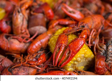 Boiled Crawfish And Corn On The Cob