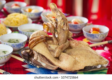 Boiled Duck And Food On Table In A Vietnamese Children First Birthday