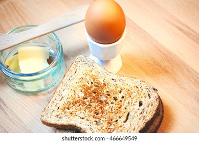 Boiled Egg Breakfast With Toast And Butter