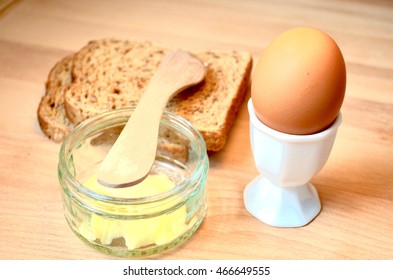 Boiled Egg Breakfast With Toast And Butter