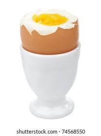 Boiled Egg In Egg Cup Isolated