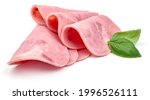 Boiled Ham, close-up, isolated on a white background. High resolution image