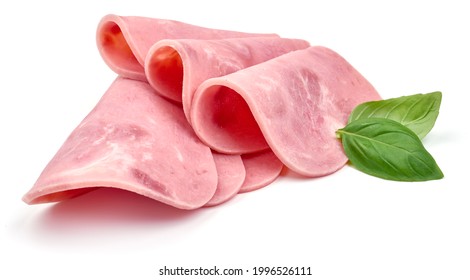 Boiled Ham, close-up, isolated on a white background. High resolution image