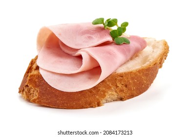 Boiled Ham Sandwich, Isolated On White Background