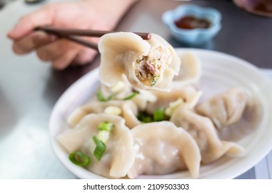 boiled jiaozi, Taiwan famous snack of Chinese dumpling - Shutterstock ID 2109503303