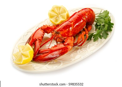 Boiled Lobster On Dish