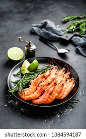 Boiled Prawn Shrimps On A Plate