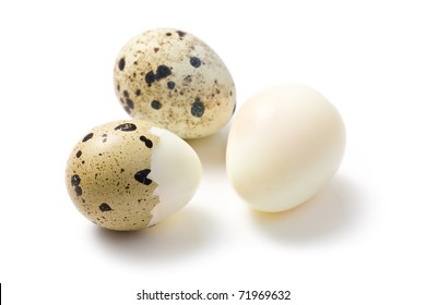 Boiled Quail Eggs On White Background