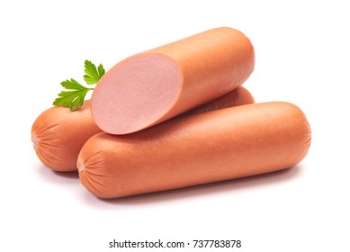 Boiled sausages, isolated on white background