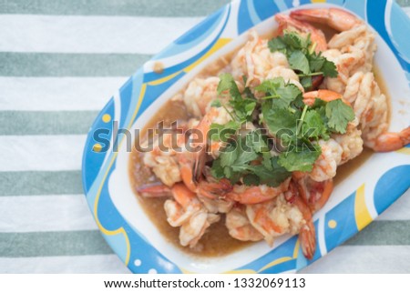Boiled shrimp fried with sweet sauce, Thai homemade food