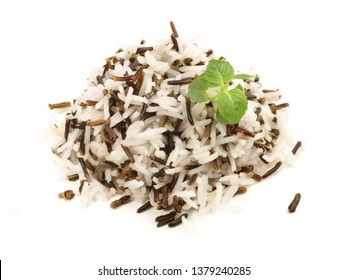 Boiled Wild Rice and Basmati Rice Mix on white Background
