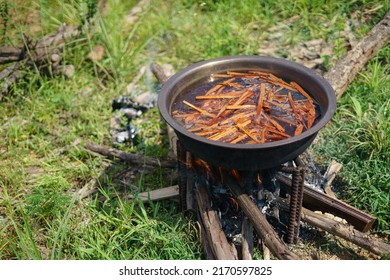 Boiled Wooden Part Of Jackfruit For Orange Color To Dye Buddhist Monk Robe