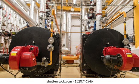 Boiler gas in boiler room.