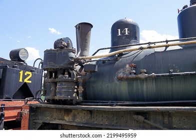 Boiler Side Of Shay Type Locomotive 14 Behind Locomotive 12