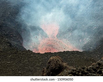 Boiling Lava Volcanic Bombs Breakthrough On Stock Photo 154491020 ...