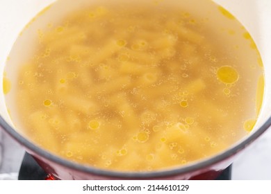 Boiling Pasta Enameled Dutch Oven Prepare Stock Photo 2144610129