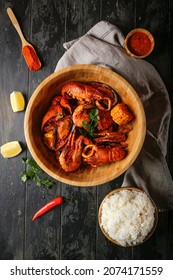 Boiling Seafood - Homemade Southern Crawfish Boil With Potatoes Sausage And Corn
