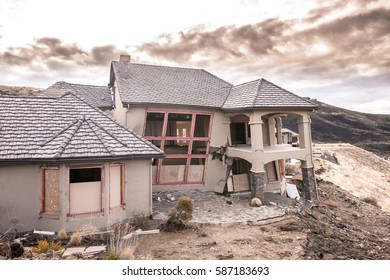 Boise Foothills Landslide With House Crumbling As It Slides