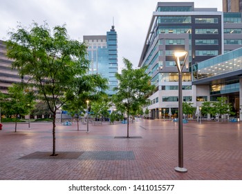 Boise, ID, USA - May 25, 2019: Brick City Center Lined By Skyscrapers