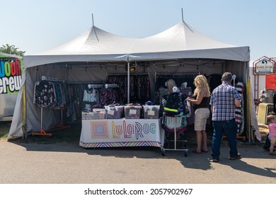 Boise, Idaho - August 20, 2021: Shoppers Look For Clothing At The Lularoe Multi-level Marketing Booth At The Western Idaho State Fair