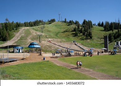 Boise, Idaho - July 14, 2019: Bogus Basin Ski Area In The Summer, Many Family-friendly Activities Take Place Including An Alpine Coaster And Mountain Bike Trails