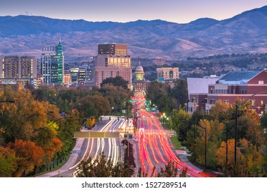 Boise, Idaho, USA Downtown Cityscape At Twilight.